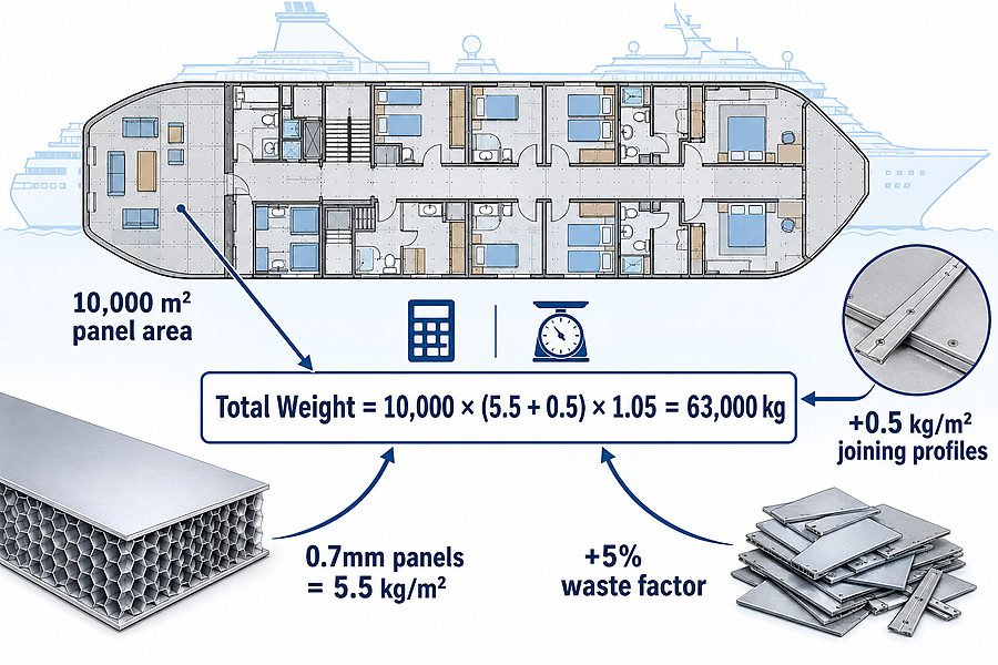 Cruise Ship Honeycomb Panel Weight Calculation