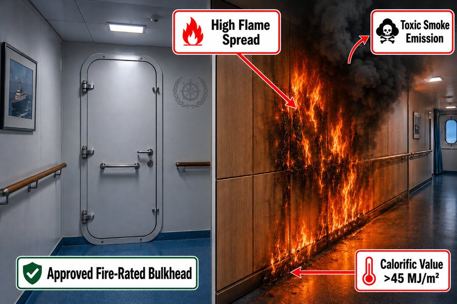 Decorative Panel Fire Risk on Fire Rated Bulkheads