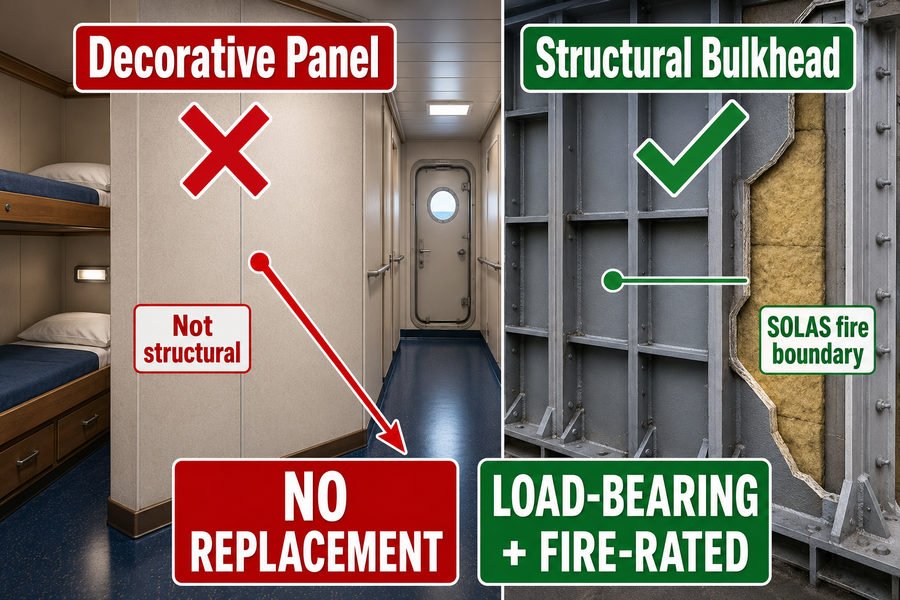 Decorative Panels Cannot Replace Structural Bulkheads