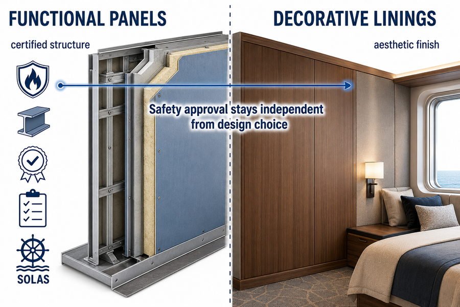 Functional Panels Separate Decorative Linings