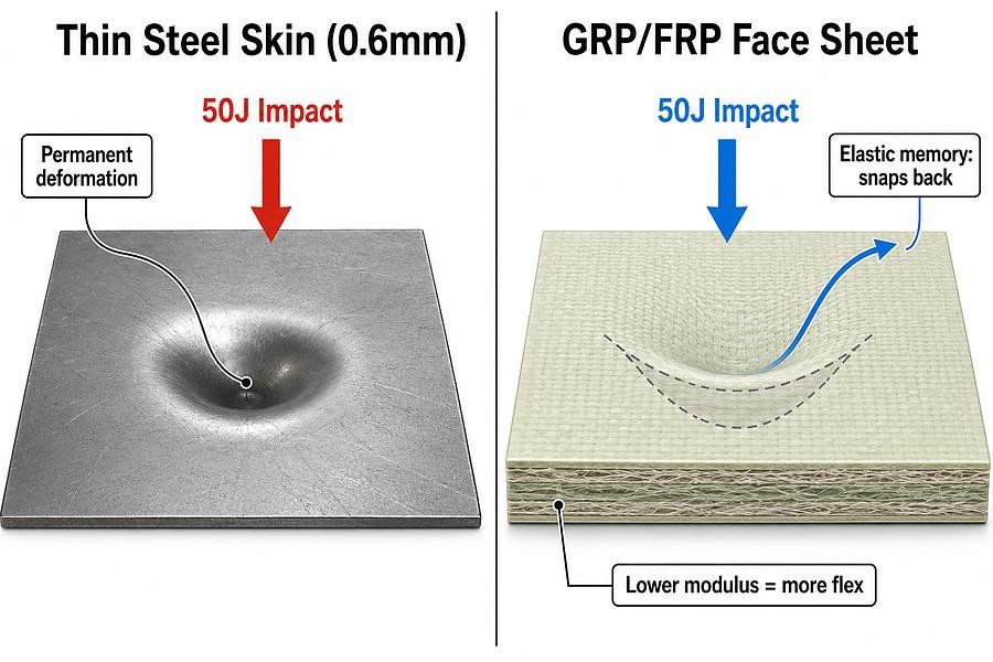 GRP FRP Dent Resistance vs Thin Steel