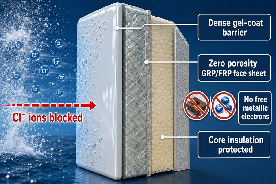 GRP FRP Face Sheet Chloride Resistance