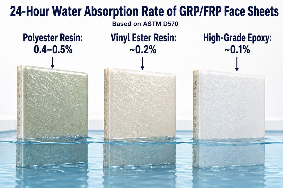 GRP FRP Face Sheet Water Absorption by Resin System