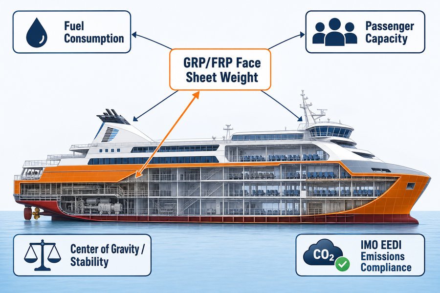 GRP FRP Face Sheet Weight and Passenger Ship Deadweight