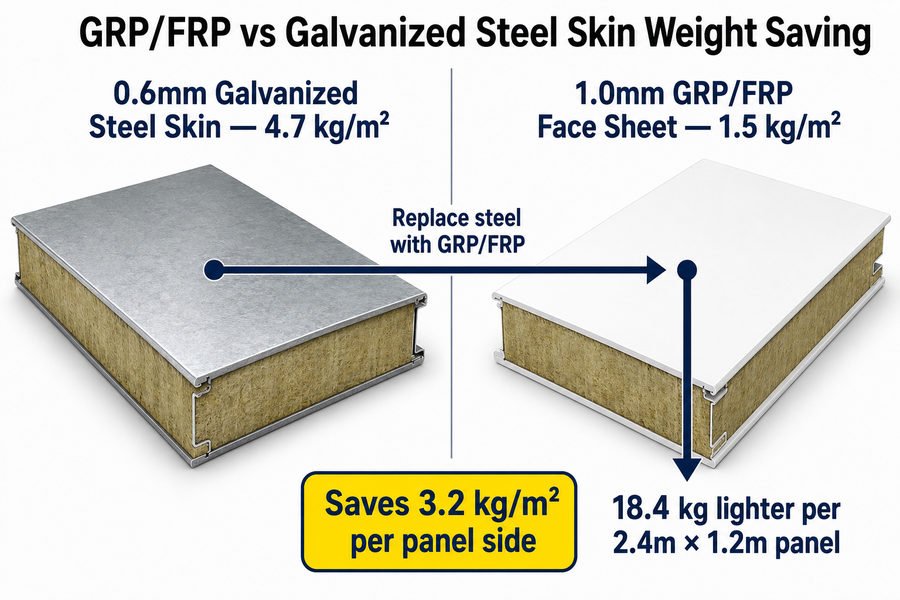 GRP FRP vs Steel Skin Weight Saving