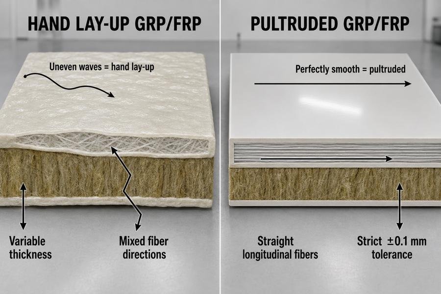 Hand Lay Up vs Pultruded GRP FRP Marine Accommodation Panel Face Sheets
