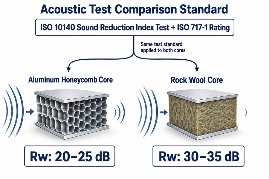 ISO Acoustic Test Honeycomb Rock Wool Core Comparison