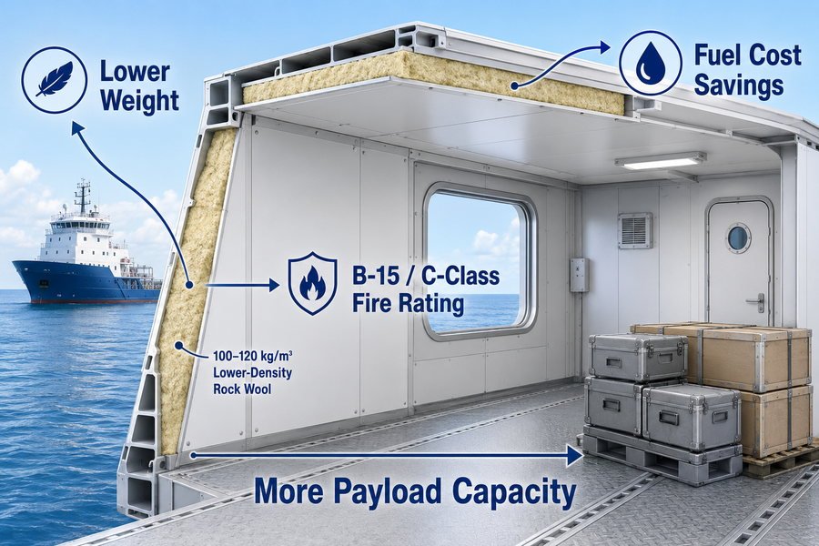 Lower Density Rock Wool for Lightweight Marine Panels
