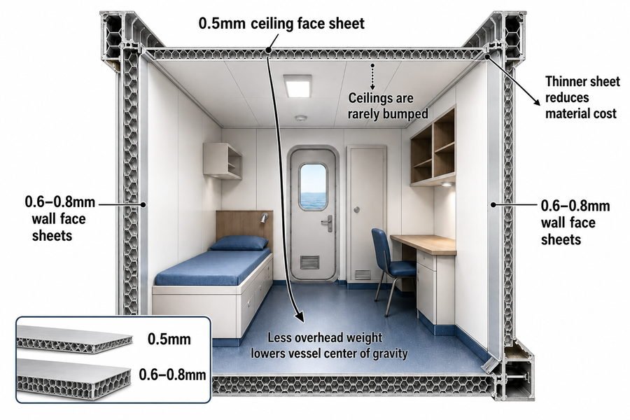 Marine Accommodation Ceiling and Wall Face Sheet Comparison