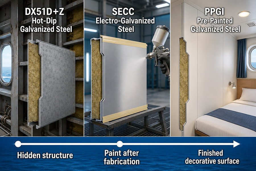 Marine Accommodation Panel Face Sheet Steel Options