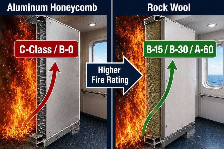 Marine Accommodation Panel Fire Rating Aluminum Honeycomb Rock Wool