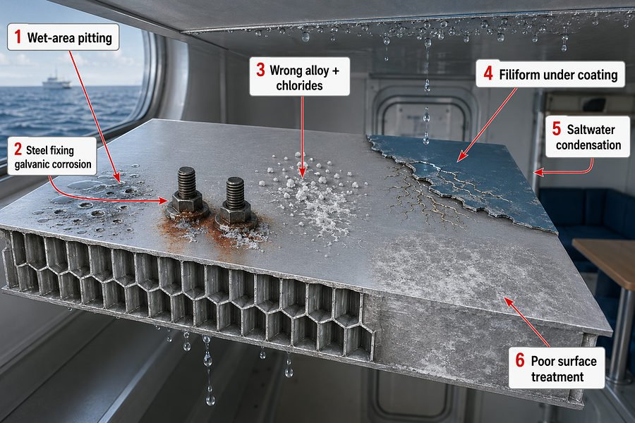 Marine Aluminum Honeycomb Face Sheet Corrosion Causes