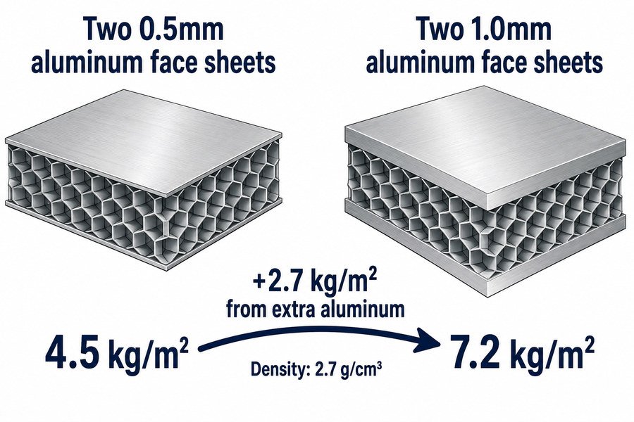 Marine Aluminum Honeycomb Panel Face Sheet Weight Comparison