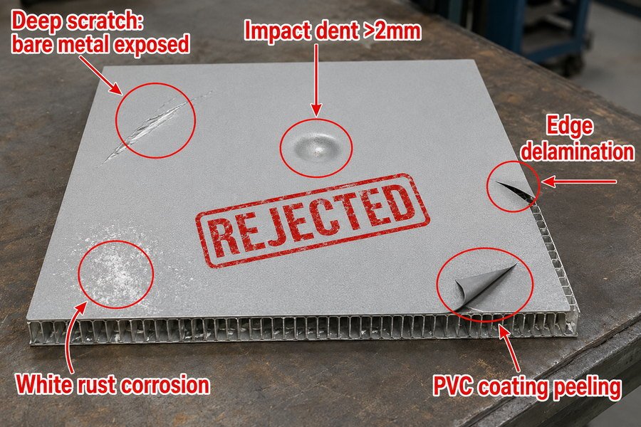 Marine Aluminum Honeycomb Panel Rejection Defects