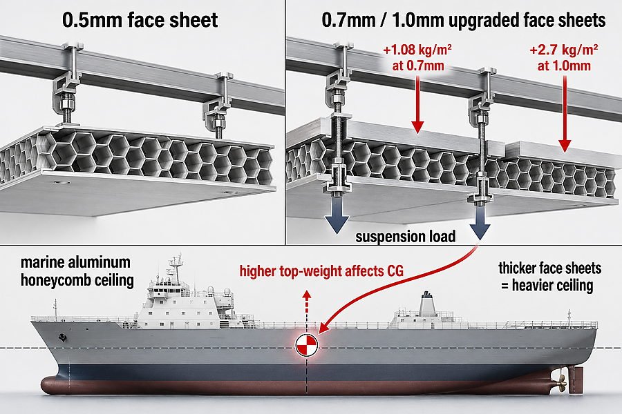 Marine Ceiling Face Sheet Weight Penalty