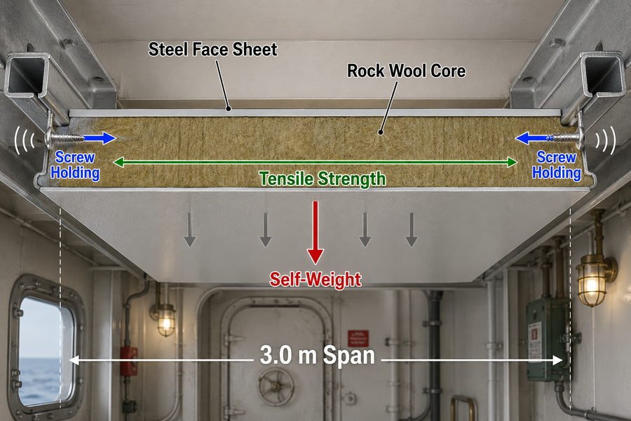 Marine Ceiling Panel Steel Face Sheet Strength