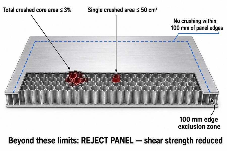 Marine Honeycomb Cell Crushing Tolerance Limits