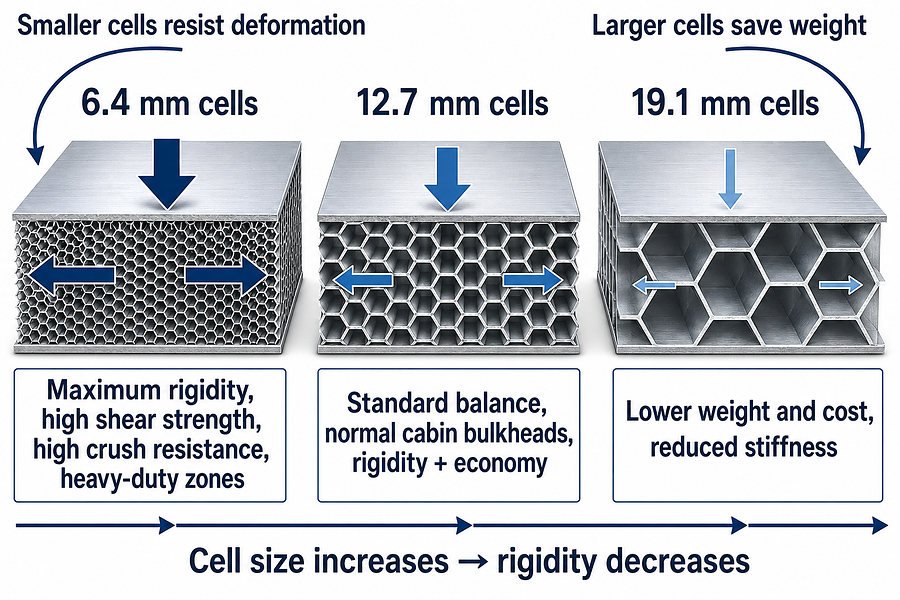 Marine Honeycomb Cell Size Rigidity Comparison