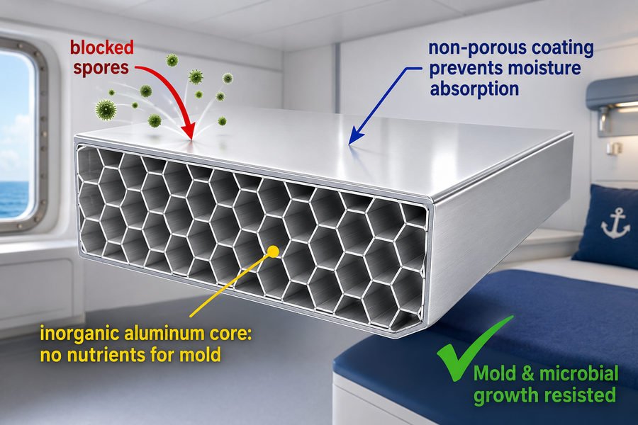 Mold Resistant Marine Aluminum Honeycomb Panel