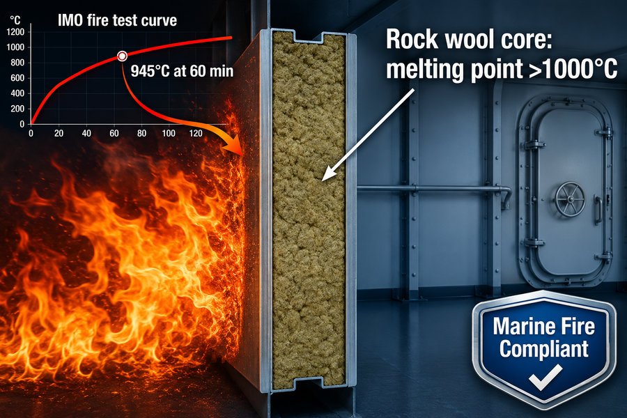 Rock Wool Core Melting Point for Marine Fire Compliance