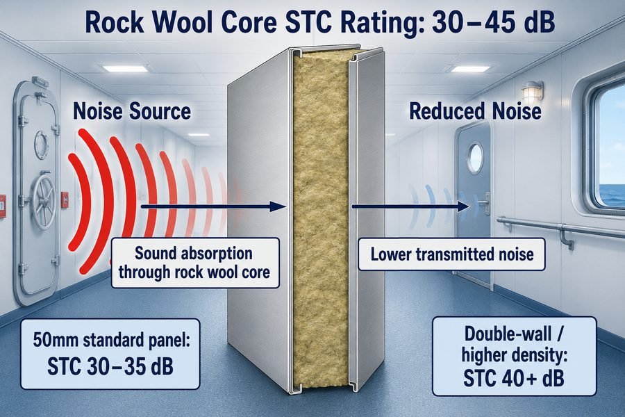 Rock Wool Core STC Rating Marine Panels