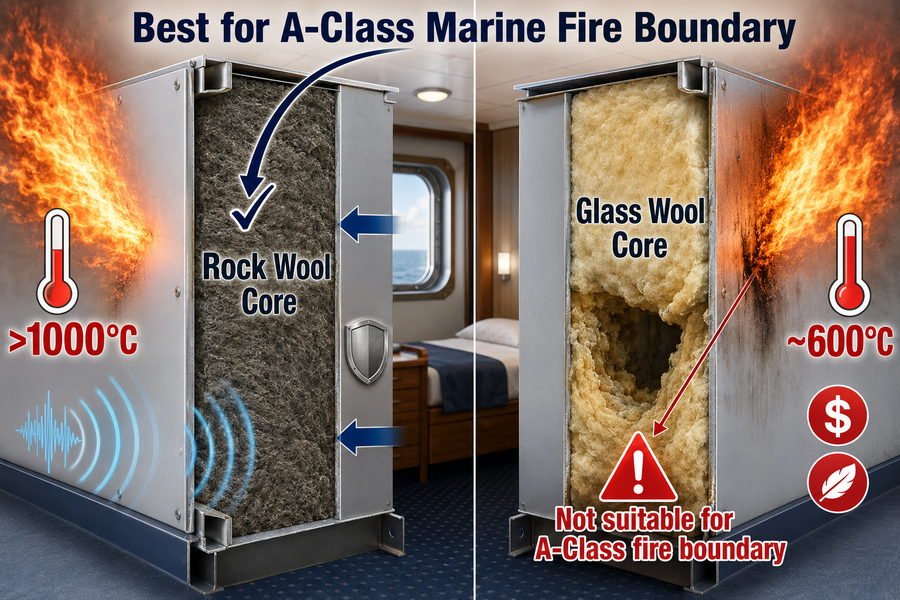 Rock Wool Glass Wool Marine Panel Core Comparison