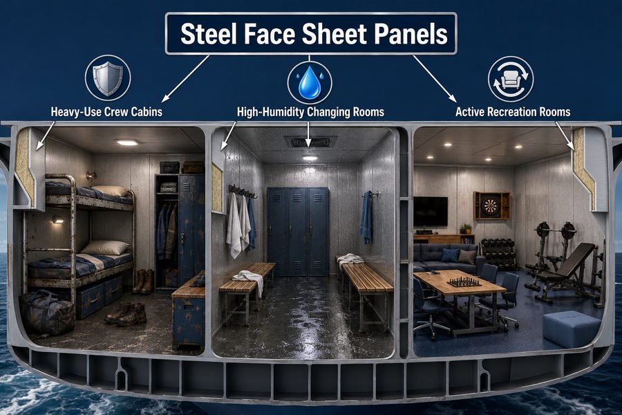 Steel Face Sheet Panels for Crew Accommodation Areas