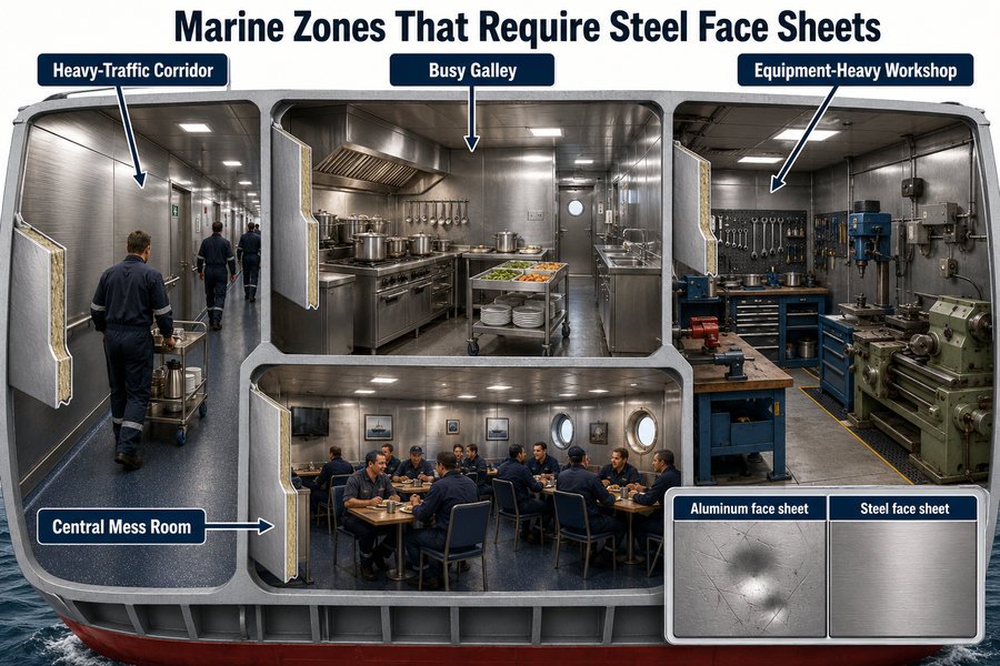 Steel Face Sheets for High Stress Marine Zones
