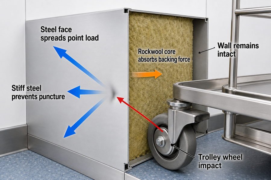 Steel Faced Marine Galley Panel Trolley Impact Resistance