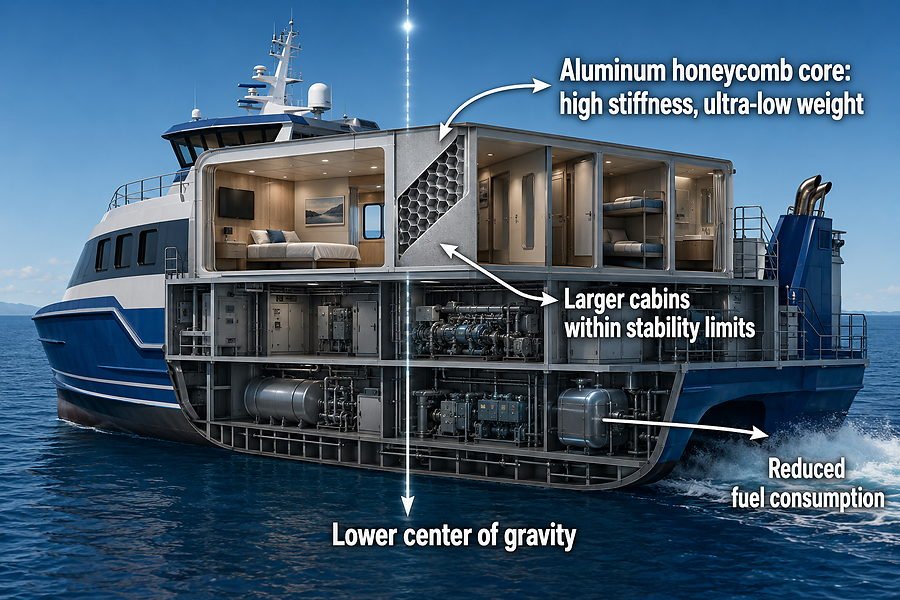 Weight Sensitive Topside Honeycomb Panels