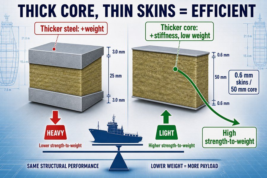core-skin-thickness-ratio-strength-weight