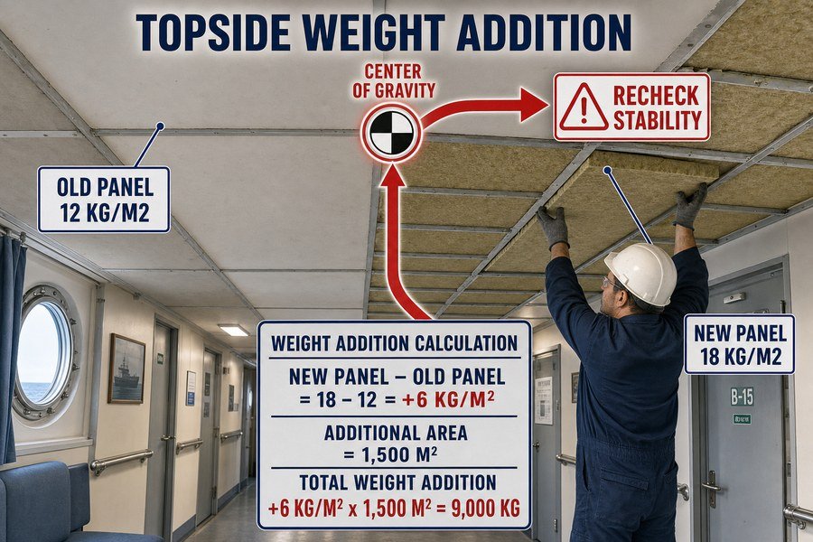 marine-ceiling-panel-topside-weight-addition