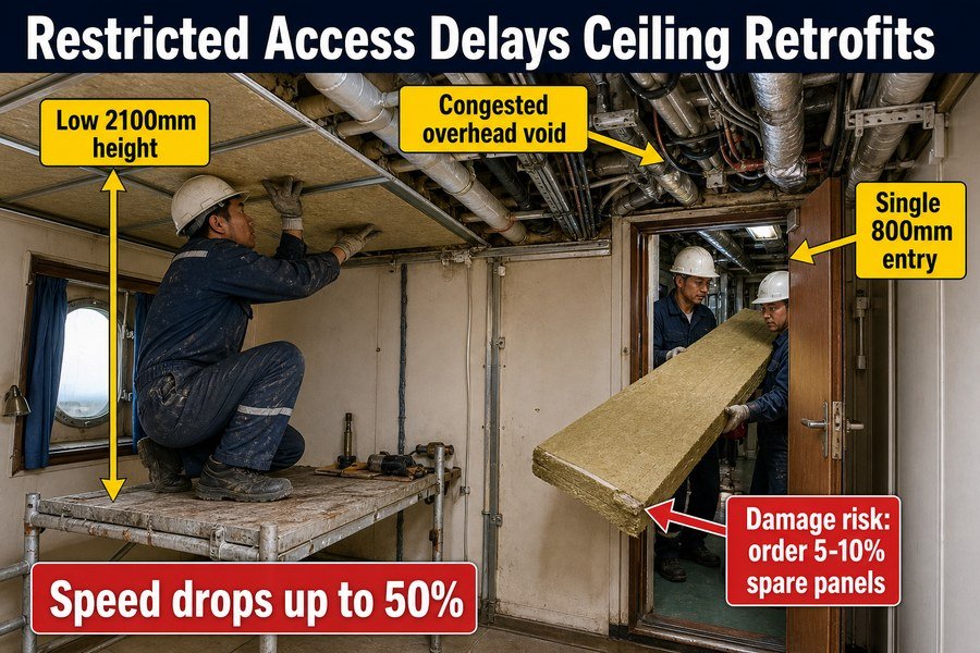 marine-ceiling-panel-retrofit-access-delays