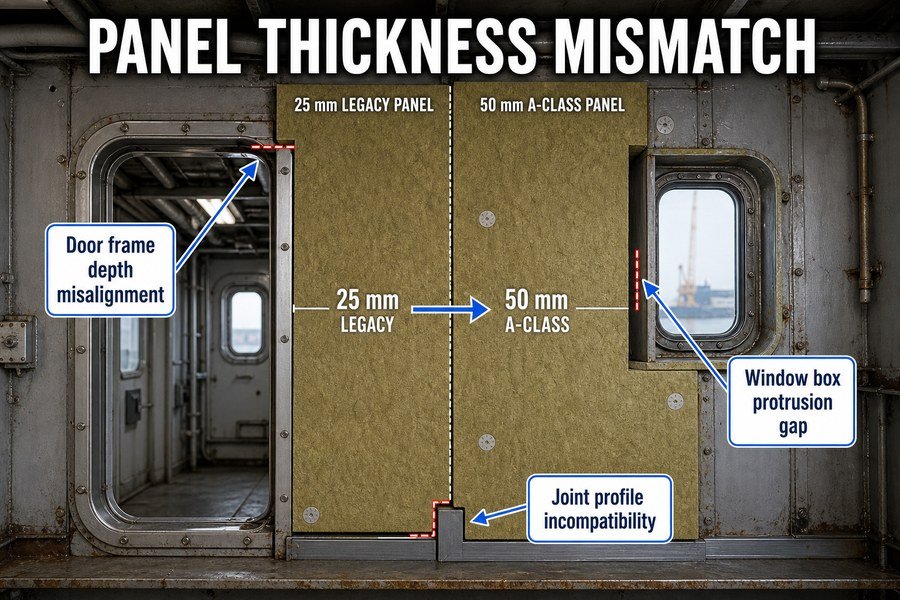 marine-panel-thickness-mismatch-retrofit-failures