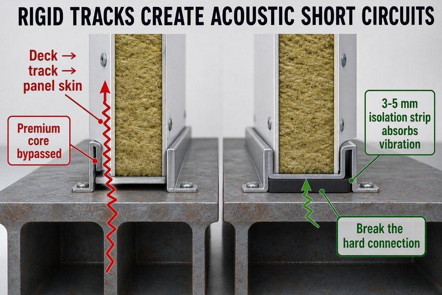 rigid-deck-track-acoustic-short-circuit-isolation